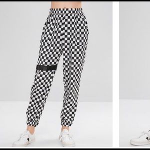 checkered parachute pants